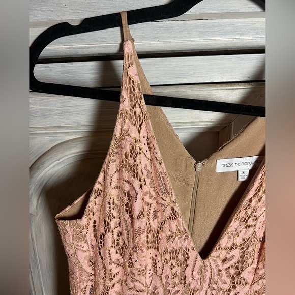 Dress The Population Melina Lace Maxi Gown Rose Petal Plunge Cocktail Formal - Picture 8 of 12